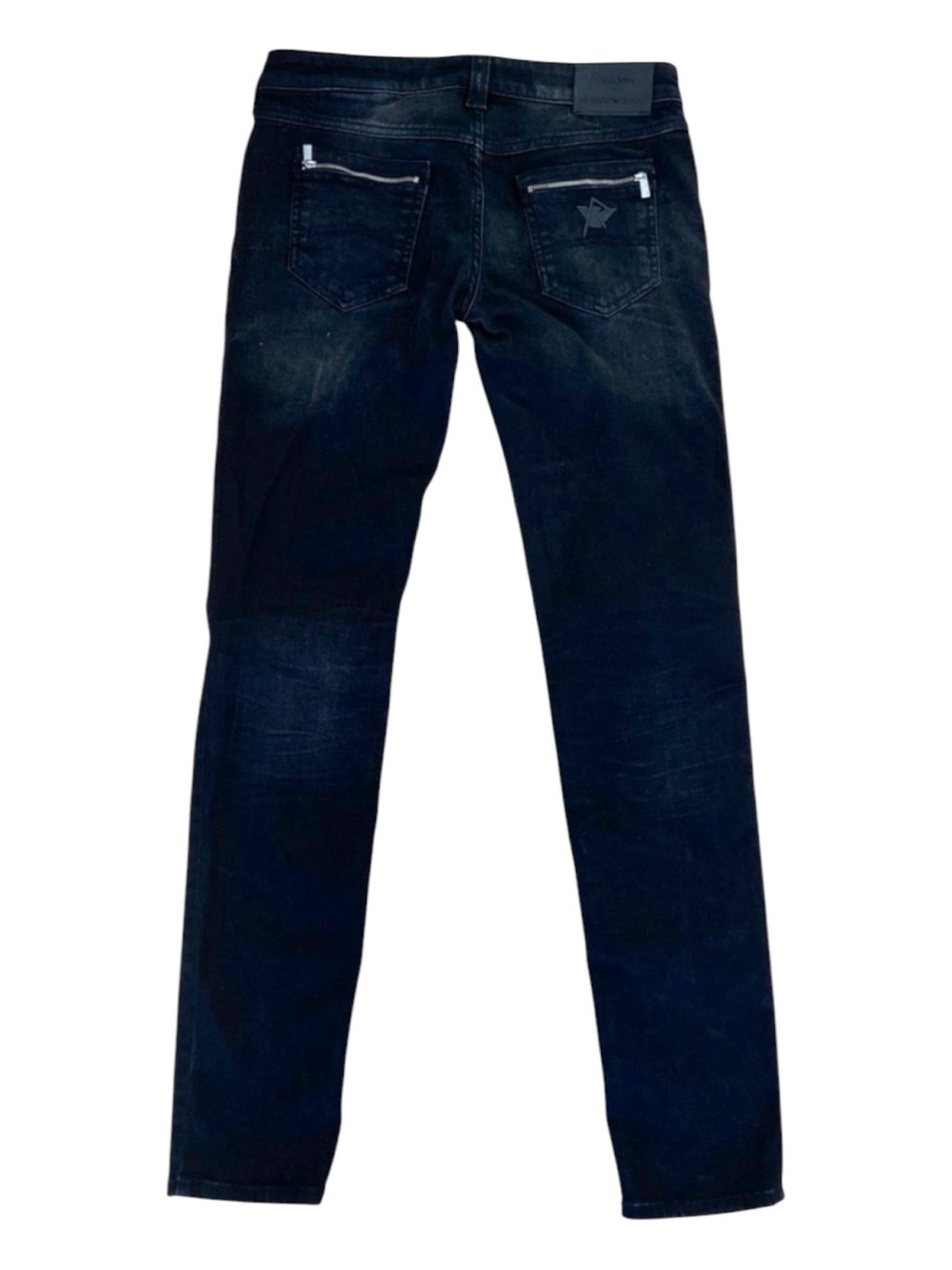 Rihanna x Armani Jeans Black Y2K Zip Detail Dusty Denim Jeans Size 29